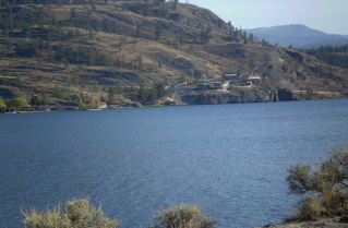Heading back, looking east across Skaha lake at a winery, Kettle Valley Railway Okanagan Falls to Penticton, 2010-10.